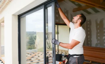 Guy installing slide doors