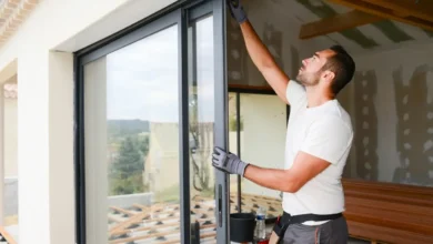 Guy installing slide doors